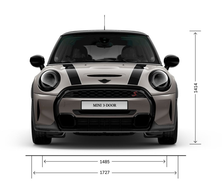 MINI Hatch بثلاثة أبواب - منظر أمامي - الأبعاد