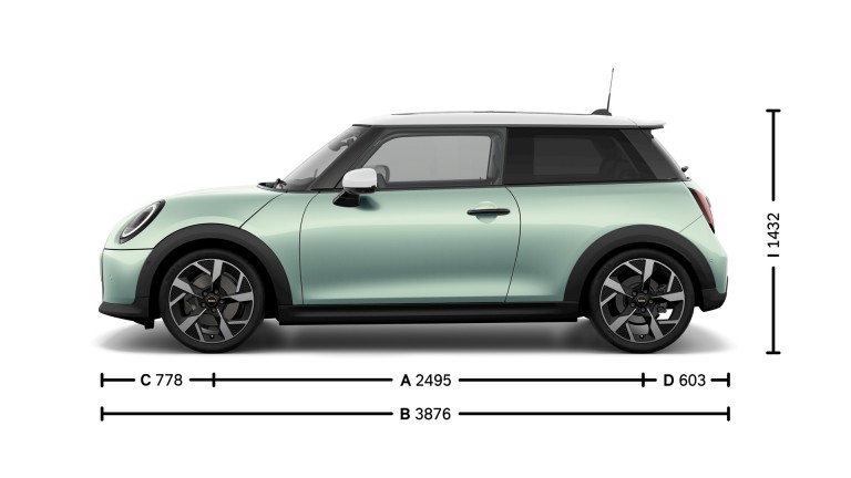 السيارة MINI Cooper الثلاثية الأبواب - الأبعاد - الصورة التقديمية