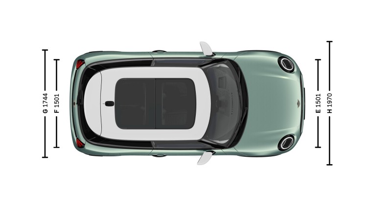 السيارة MINI Cooper الثلاثية الأبواب - الأبعاد - الصورة التقديمية - المنظر من زاوية عالية