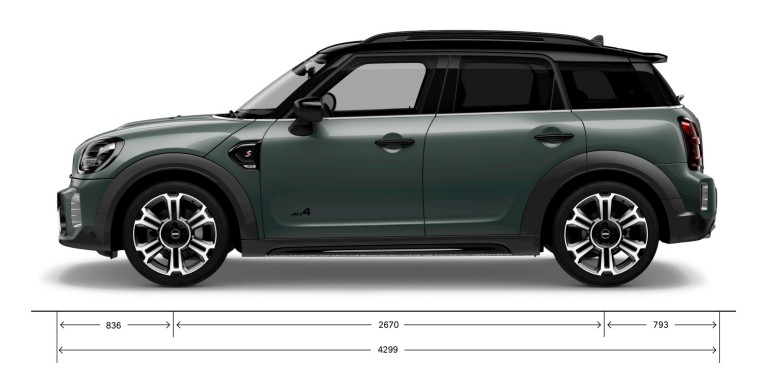 سيارة MINI Countryman - منظر جانبي - الأبعاد