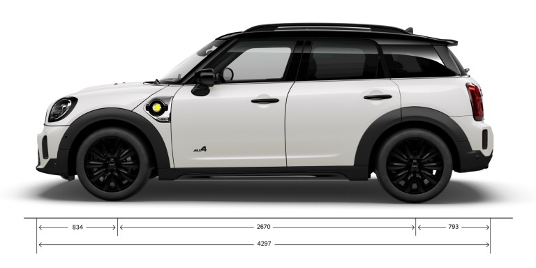 MINI Cooper SE Countryman All4 – side view – dimensions