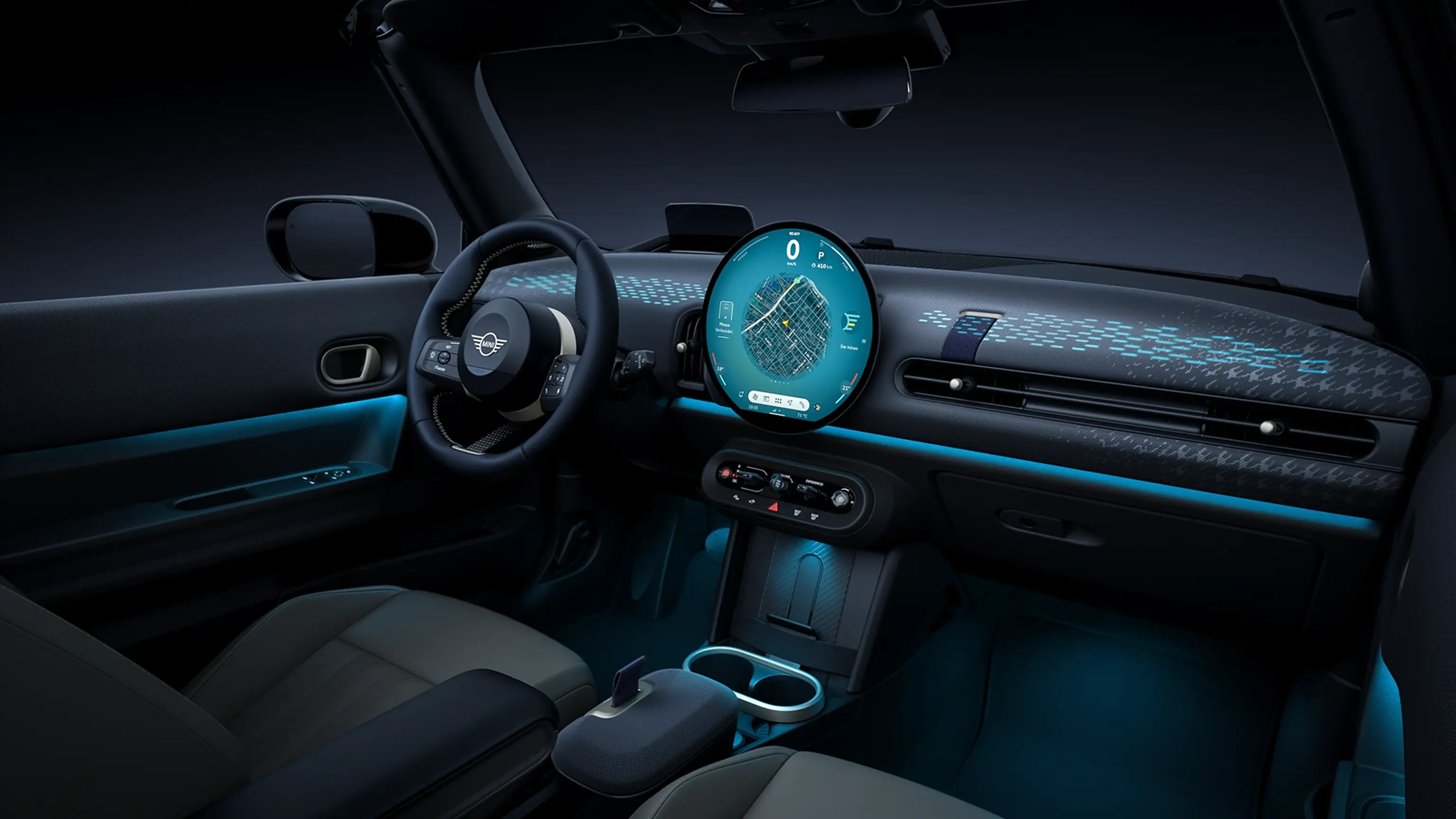السيارة MINI Cooper Convertible - التصميم الداخلي - معرض أوضاع تجربة القيادة - أزرار التحكم